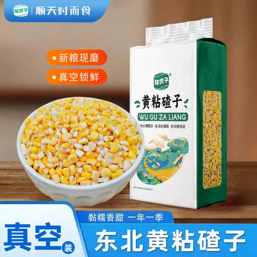 东北黄粘碴子2.5kg真空装杂粮粗粮黏1斤黄粘玉米碴子粘碴子粥500g