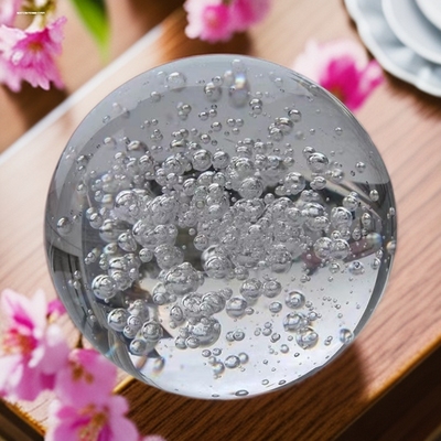 高档水晶玻璃球摆件家居装饰客厅摆设白色透明球魔术球摄影球