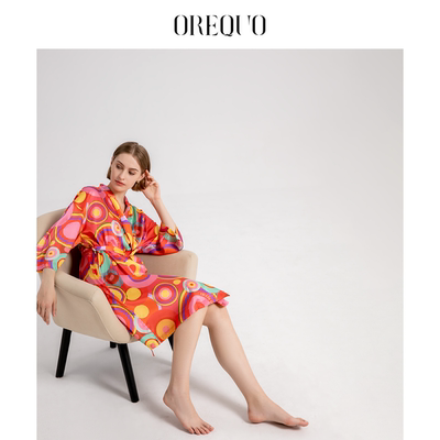 欧瑞库意大利真丝睡袍女