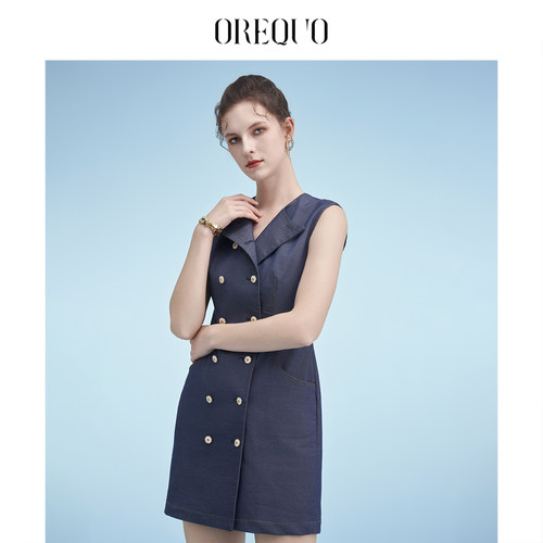 2026春夏无袖牛仔度假连衣裙