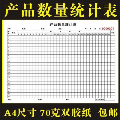 2本产品数量统计表生产数量日报表商品统计表物品加工数表格车间