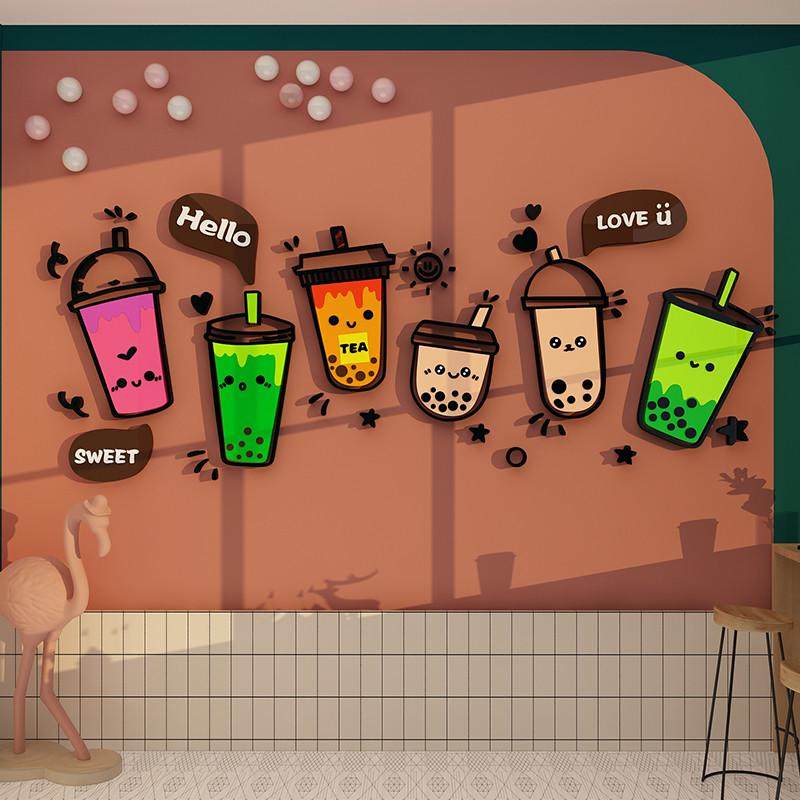 网红奶茶店墙壁面装饰摆件咖啡馆氛围布置海报吧台贴纸门口吸引人,家居饰品,文化墙贴,淘宝优惠券,粉丝福利购,淘宝优惠卷