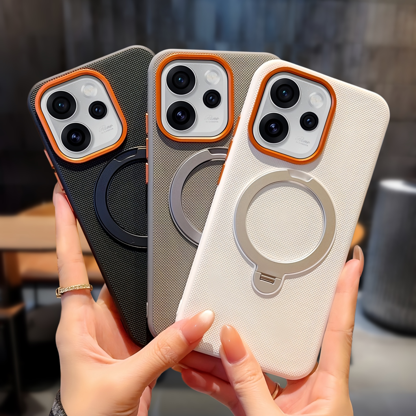 360旋转支架适用oppoReno15手机壳新款高端素皮壳reno15pro磁吸支点壳findx9全包防摔x9pro男女爆款x8s保护套