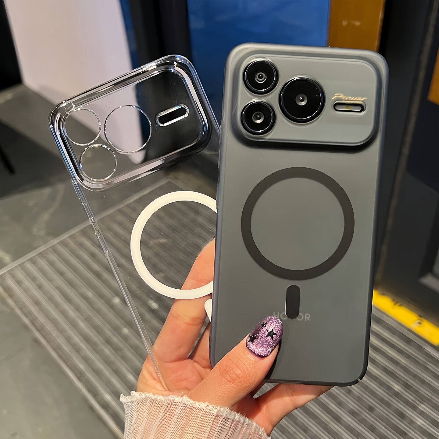 适用荣耀power2手机壳新款magic8proair冰雾MagSafe磁吸硬壳win超薄透明磨砂防指纹500高级感全包防摔保护套