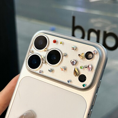 适用苹果17proma透明镶钻镜头贴