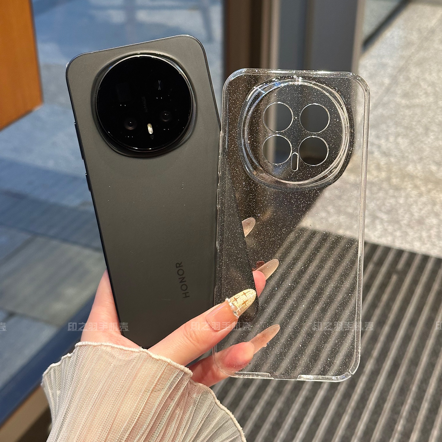 适用荣耀magic8超薄透明闪粉硬壳