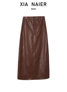 【40.2蛋白皮39.8棉20醋酸】复古后开衩直筒高腰半身裙ZCA3098