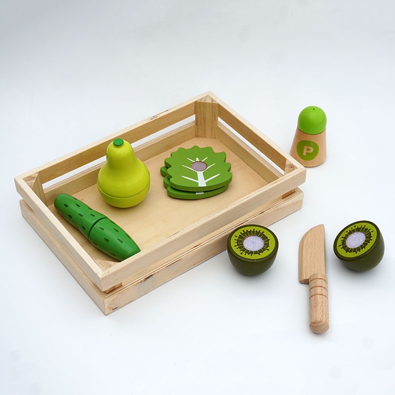 速发木制收纳房木框筐方形篮长儿童篮过家家果蔬玩具收纳整理玩具