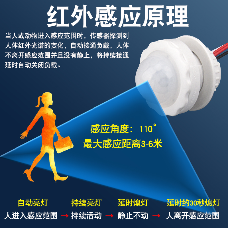 速发5-6V光敏智能人体感应器开关探头模块低压直流12v衣橱柜灯
