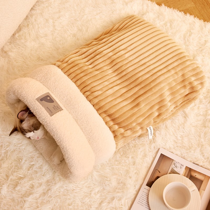 速发冬季保暖隧道猫窝冬用睡袋封闭式被子窝狗天小睡觉窝狗垫