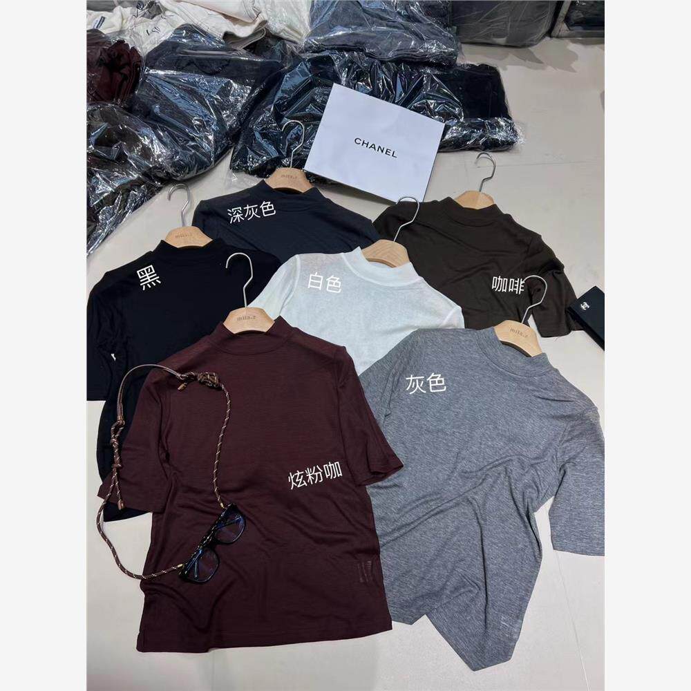 韩国天丝羊毛半高领T恤面膜衣欧洲站秋款纯色软糯半袖打底衫上衣