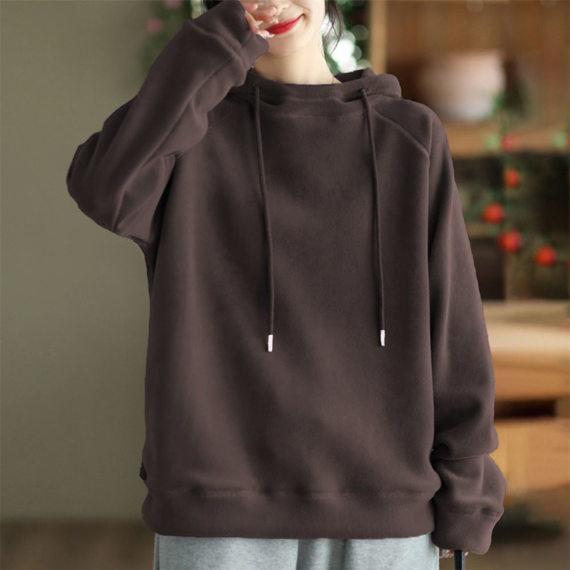 双面德绒连帽卫衣外套女