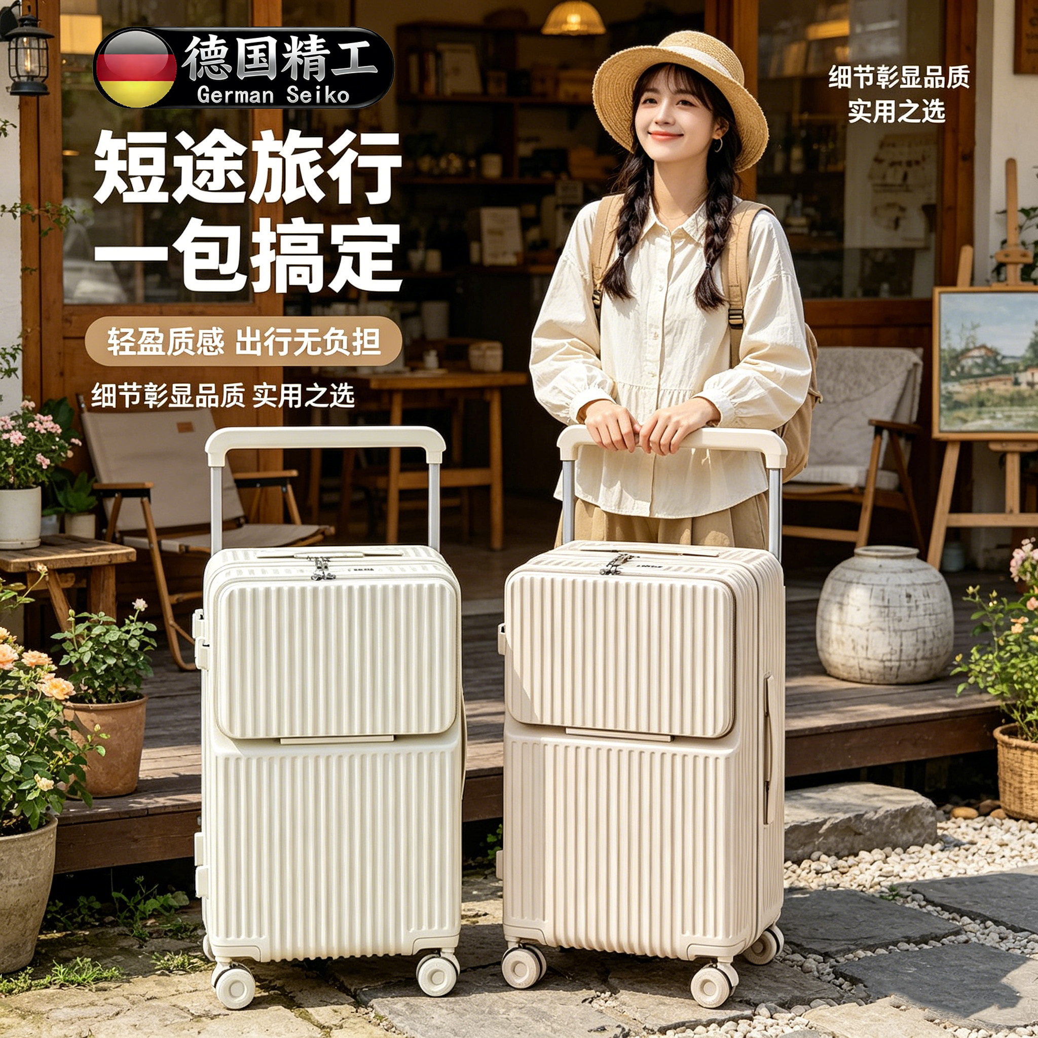 德国进口宽拉杆旅行登机密码箱