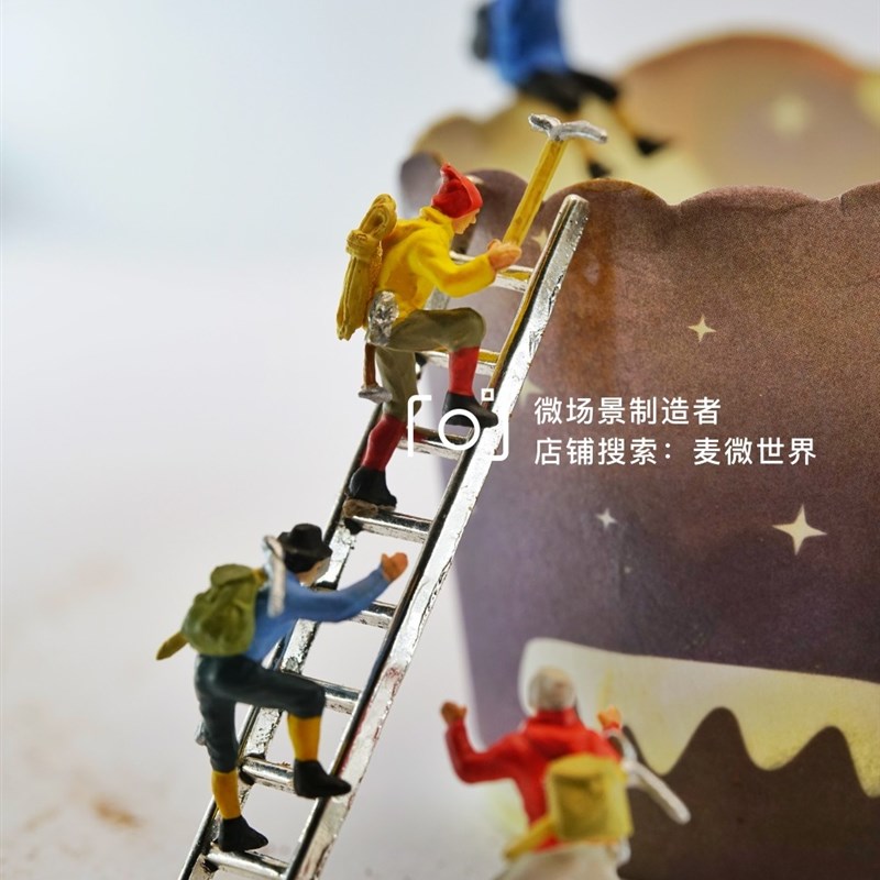 现货速发preiser登山客攀岩微缩场景人物模型1:87HO微拍小人创意