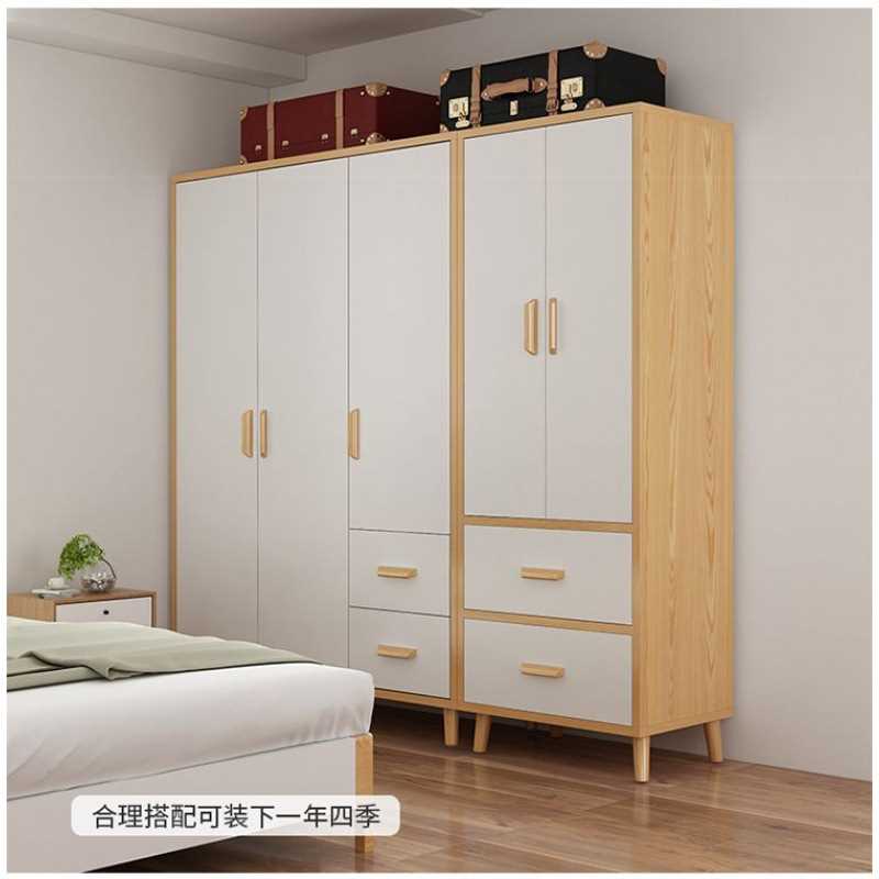 衣柜卧室家用实木推拉门储物衣橱简易出租房用小户型儿童挂衣柜子