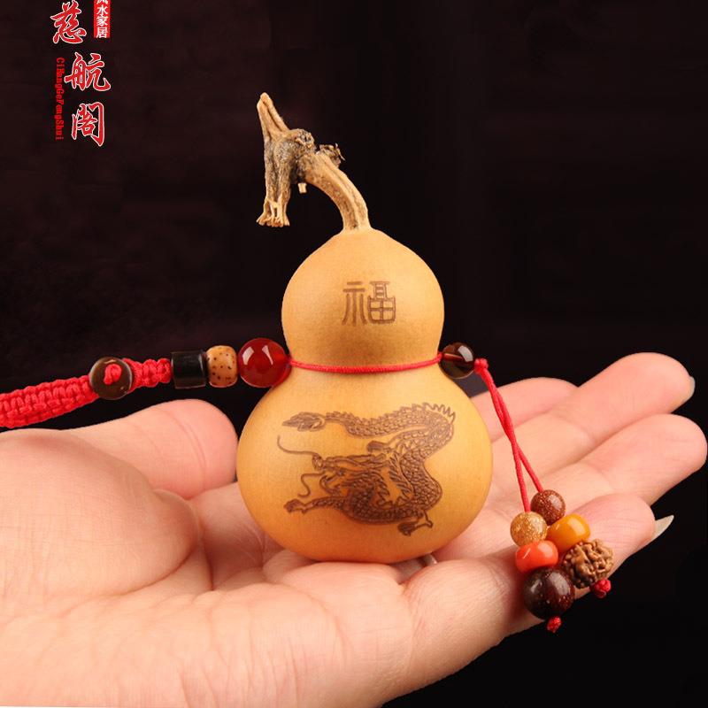 天然葫芦十二生肖钥匙扣手捻烙画文玩葫芦手把件男女汽车钥匙挂件
