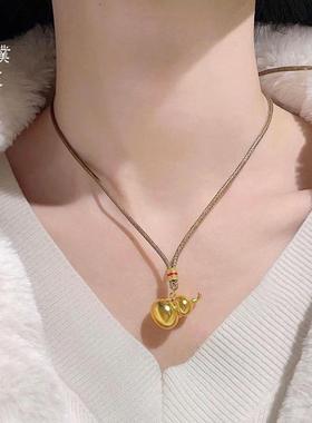 霖儿同款中式葫芦古法沙金葫芦吊坠项链毛衣链福禄挂坠情侣款
