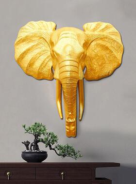 东南亚风格酒店会所墙壁装饰泰式大象头壁挂摆件客厅玄关装饰