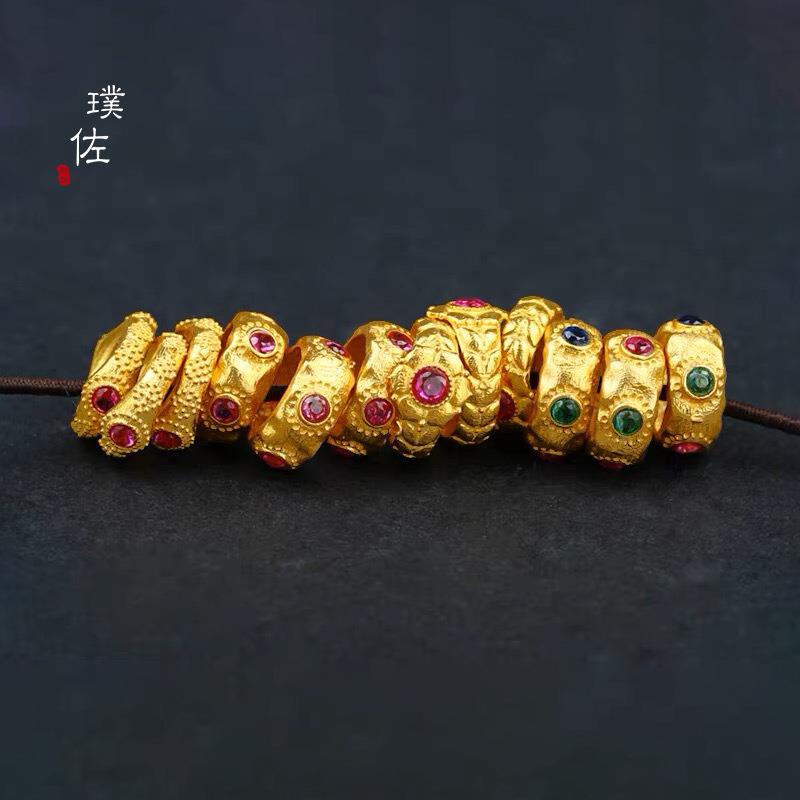 金店同款古法沙金跑环圆圈隔片隔珠配件多圈手链佛珠串珠