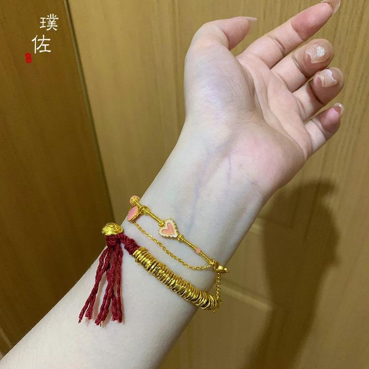 金店同款古法沙金锤纹金圈隔片跑环配件手链手串盘缠手链配饰