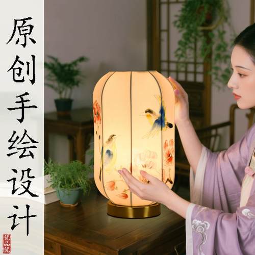 宋代美学台灯新中式复古风灯笼书房茶桌摆件主卧室床头结婚长明灯