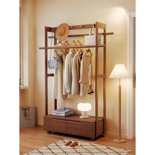 实木挂衣架落地卧室衣帽架客厅可移动置物架床边开放式衣服收纳架