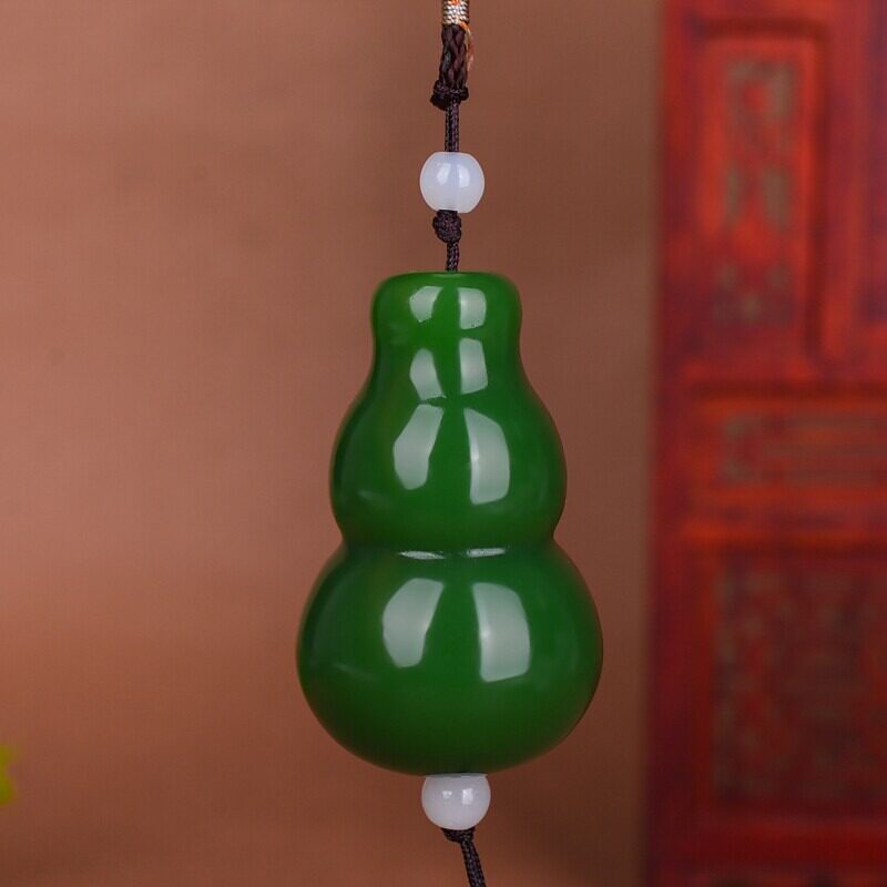 新疆吉祥葫芦吊坠昆仑白玉碧玉绿玉坠玉石绿色挂件玉佩车挂