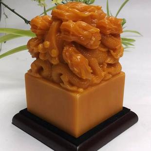 大仿古寿山石九龙玉玺印章公司活动章摆件厂家直销免费刻字赠绵盒