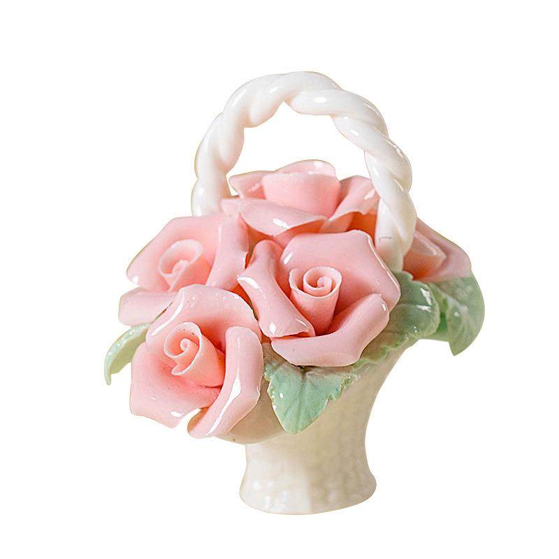 陶瓷手工迷你花篮摆件家居装饰创意花朵茶几客厅桌面仿真花工艺品,家居饰品,装饰摆件,淘宝优惠券,粉丝福利购,淘宝优惠卷