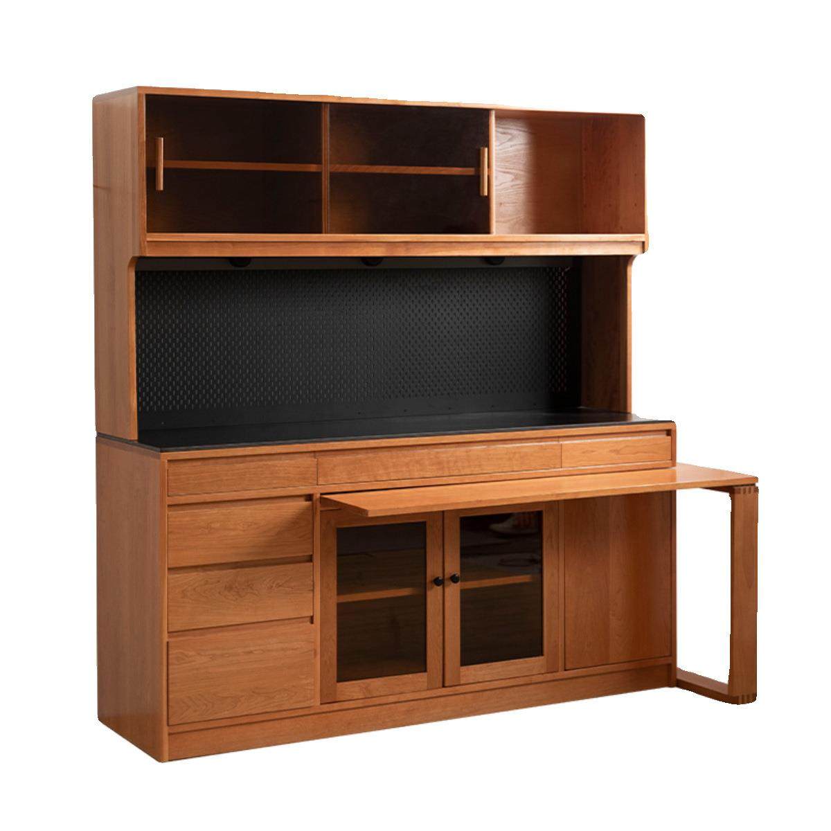 实木餐边柜餐桌一体小户型伸缩旋转靠墙高柜樱桃木橱柜储物柜轻奢,住宅家具,餐边柜,淘宝优惠券,粉丝福利购,淘宝优惠卷