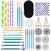 曼陀罗工具40件套装 镂空绘画模板勾线硅胶点钻笔画架点画丸棒