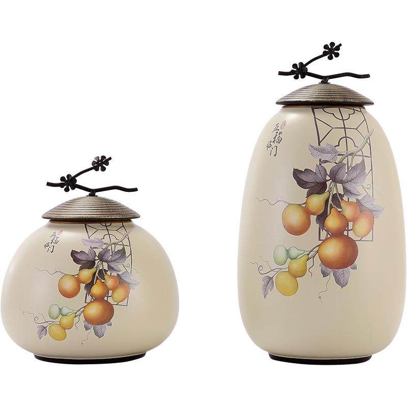 陶瓷罐子摆件创意五福临门客厅玄关酒柜电视柜装饰品插花花瓶,橡塑材料及制品,工业陶瓷,淘宝优惠券,粉丝福利购,淘宝优惠卷