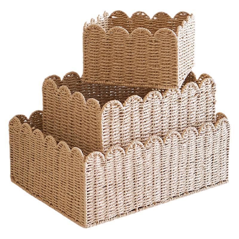 房藤编收纳桌面TSZSSN01整筐理纸绳编织收纳盒客厅厨柜书家居置物