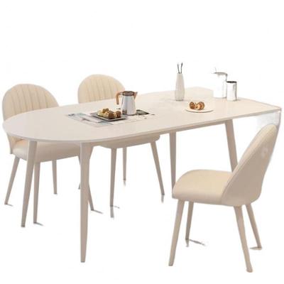 岩板餐桌小户型家用奶油风餐桌椅组合现代轻奢餐桌简约椭圆形饭桌