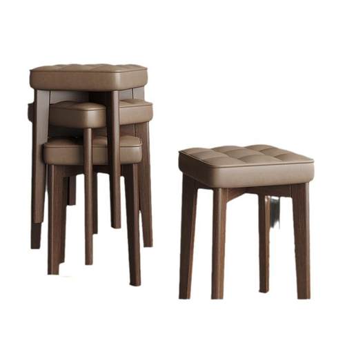 家用方凳复古实木凳子客厅圆凳轻奢可叠放餐桌椅子简约木头小板凳