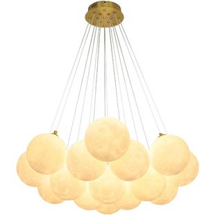 星球灯泡泡球吊灯月球客厅灯创意魔豆玻璃法式 奶油风轻奢卧室灯具