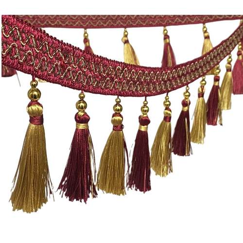 欧式家纺窗帘花边流苏吊穗婚庆桌旗辅料现货金珠双色吊球