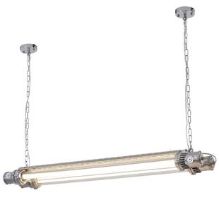 美式 工业风银色灯具 复古长条餐厅吊灯双管设计咖啡厅吧台创意个性