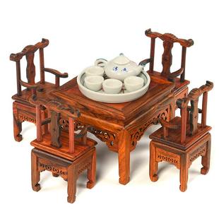 红木微缩家具模型小摆件迷你仿真古典模型桌椅红酸枝木质工艺品