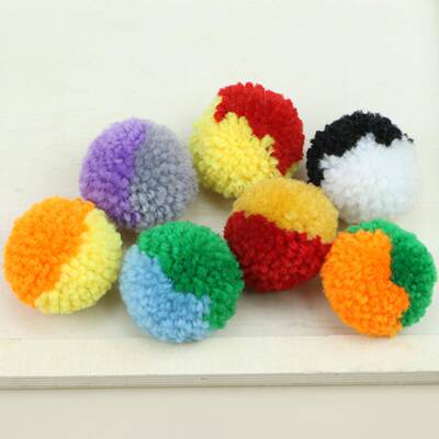 厂家直销3/3.5/4/4.5/5/6cm涤纶粗毛线毛球拼色毛绒球装饰挂件
