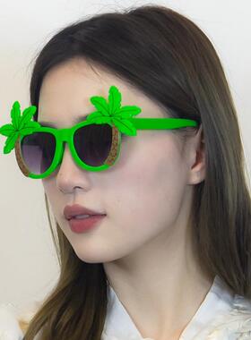 亚马逊夏日沙滩舞会眼镜夏威夷椰树眼镜框搞怪拍照道具派对眼镜