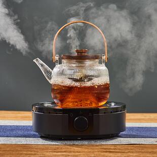 家用蒸汽玻璃煮茶壶黑茶普洱电陶炉保温蒸茶壶 电陶炉茶炉煮茶器