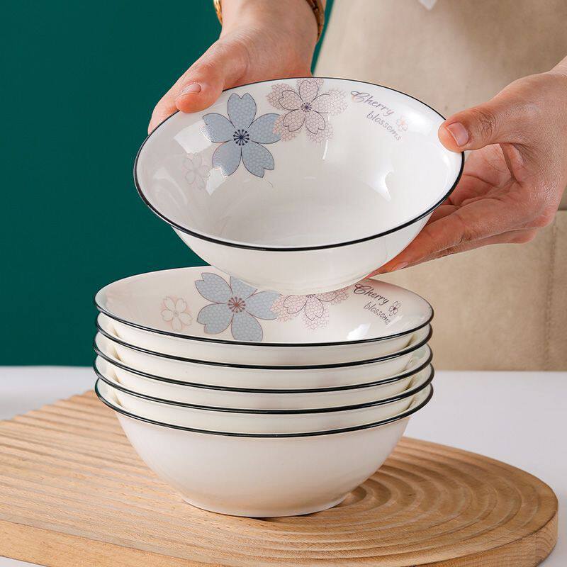 家用饭碗网红家用餐具陶瓷加厚套装碗盘创意防烫菜碗面碗汤碗饭碗