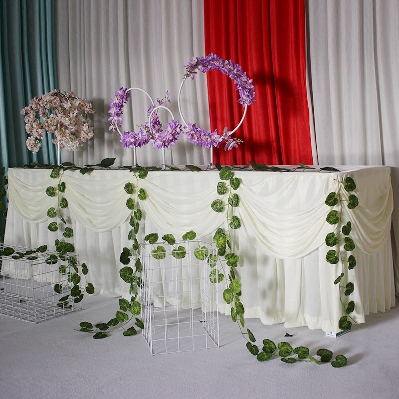 婚礼桌围签到台布纱幔桌布香槟塔烛台桌围婚庆纱幔迎宾区桌台纱幔