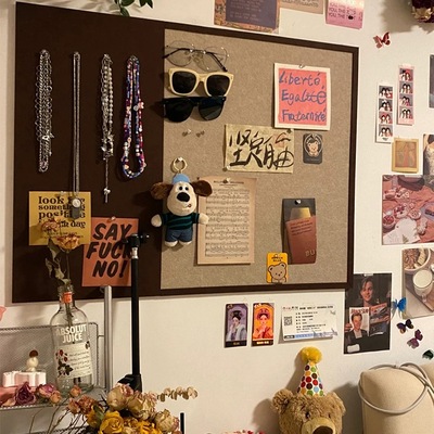 毛毡板墙贴照片墙软木板挂墙记事板自粘免打孔展示板墙面装饰