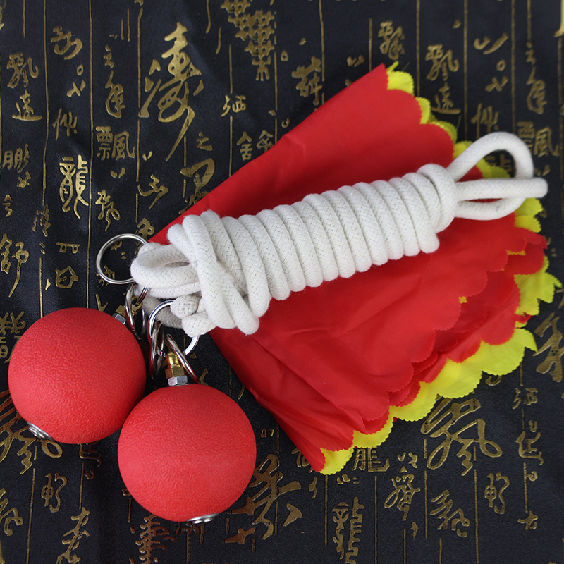 练习橡胶绳送响彩武术流星锤鞭彩表演练功初学鞭绳训练成人九节鞭