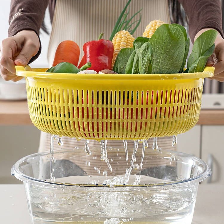 厨房洗菜盆沥水篮大尺寸塑料漏盆大号双层滴水滤水汲水特大菜篮子
