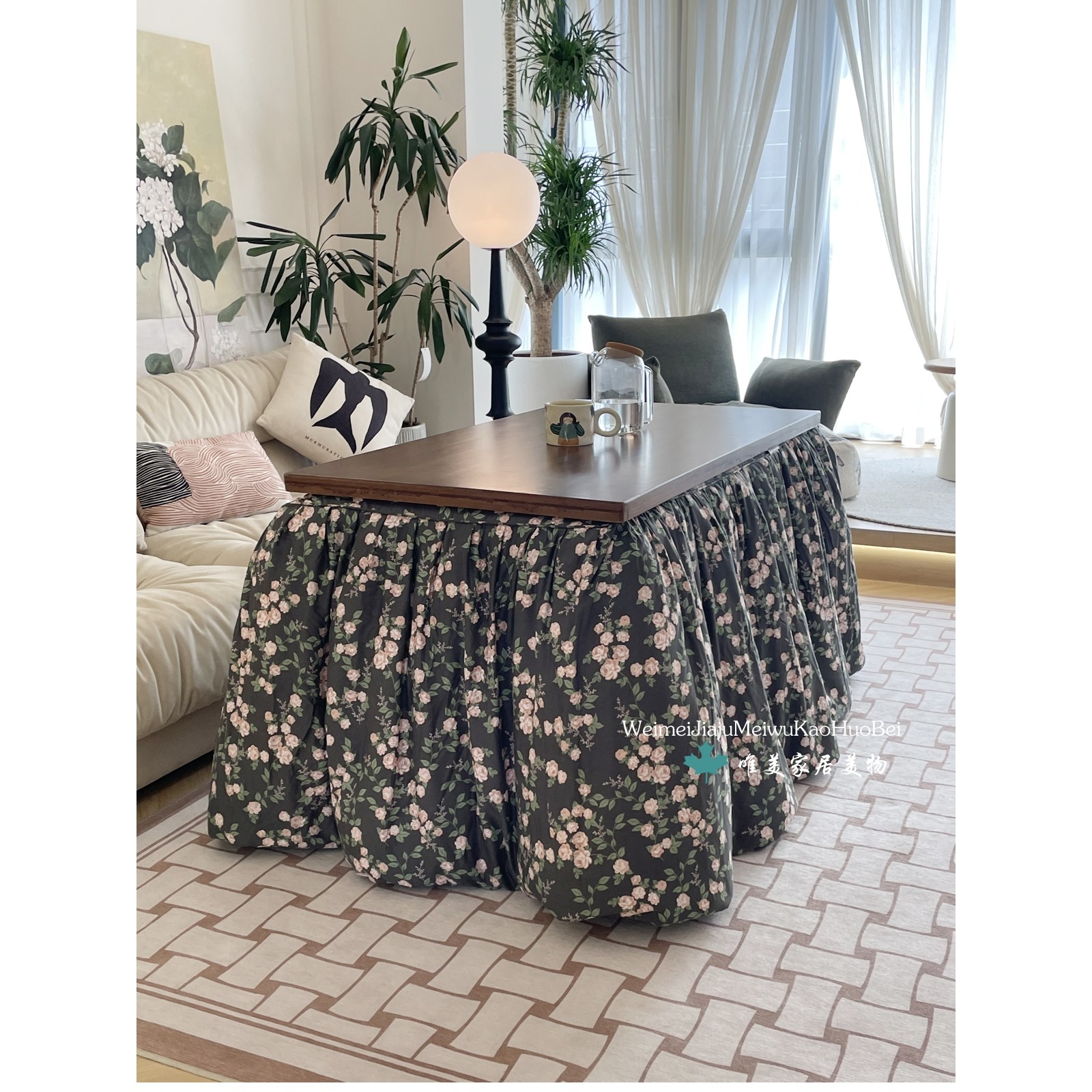 新款加厚可拆洗脱胆简约烤火被罩烤火架罩电暖炉套烤火被罩取暖桌