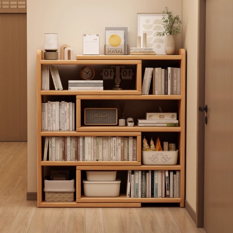 落地置物架书架简易客厅多层收纳书柜桌面伸缩一体储物柜转角书柜