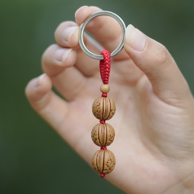 野生桃核钥匙挂件扣桃木婴儿宝宝吓惊防压身护符平安随汽车链饰品